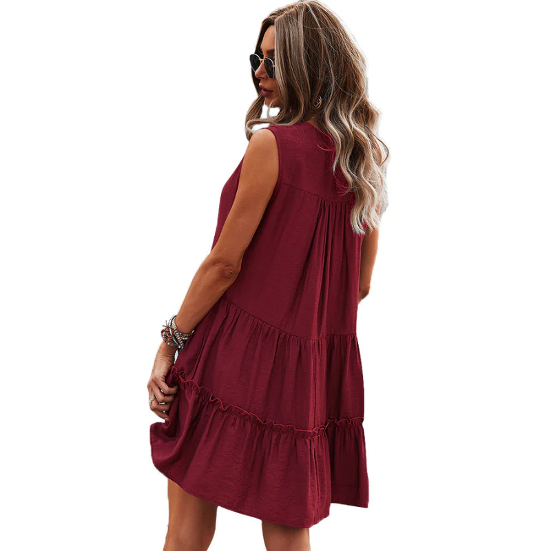 Flared Bottom Sleeveless Swing Skirt Dress