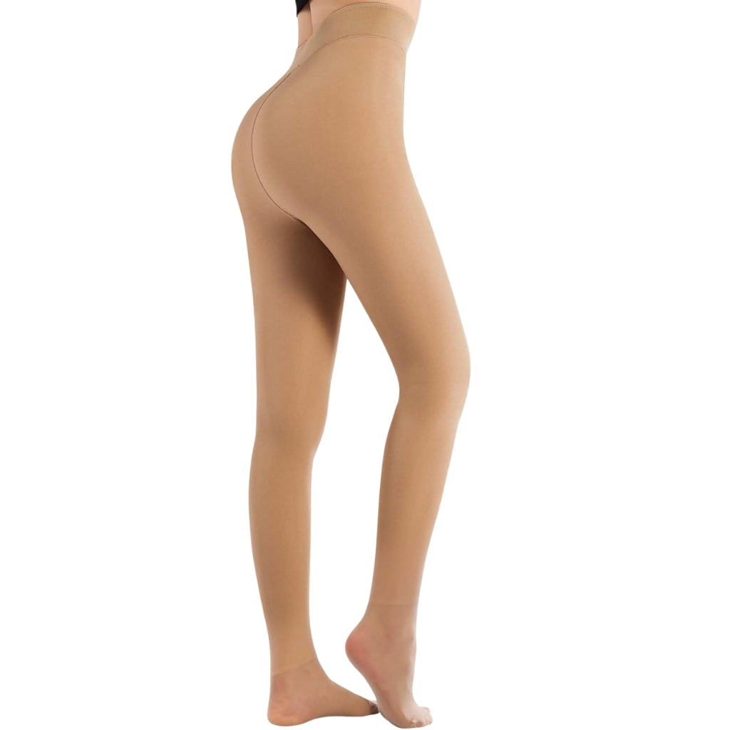 Fleece Lined Thermal Tights For Women With Translucent Look - Stretch Co