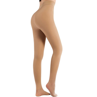 Fleece Lined Thermal Tights For Women With Translucent Look - Stretch Co