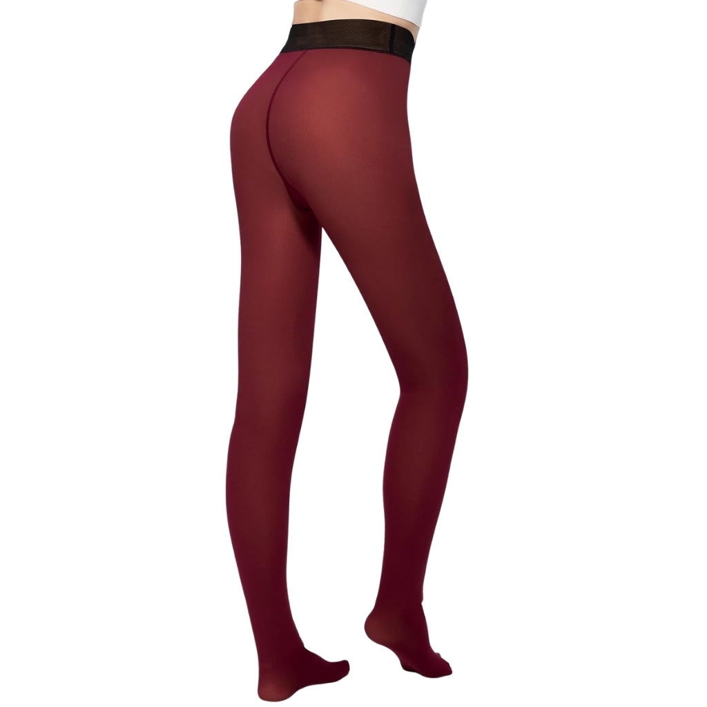 Fleece Lined Thermal Tights For Women With Translucent Look - Stretch Co