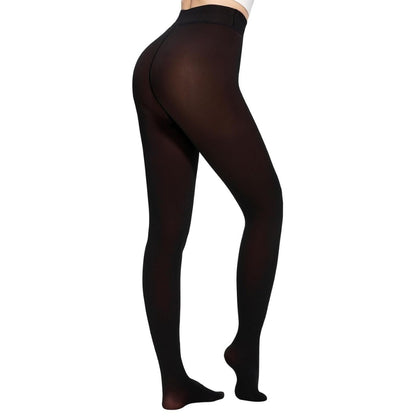Fleece Lined Thermal Tights For Women With Translucent Look - Stretch Co