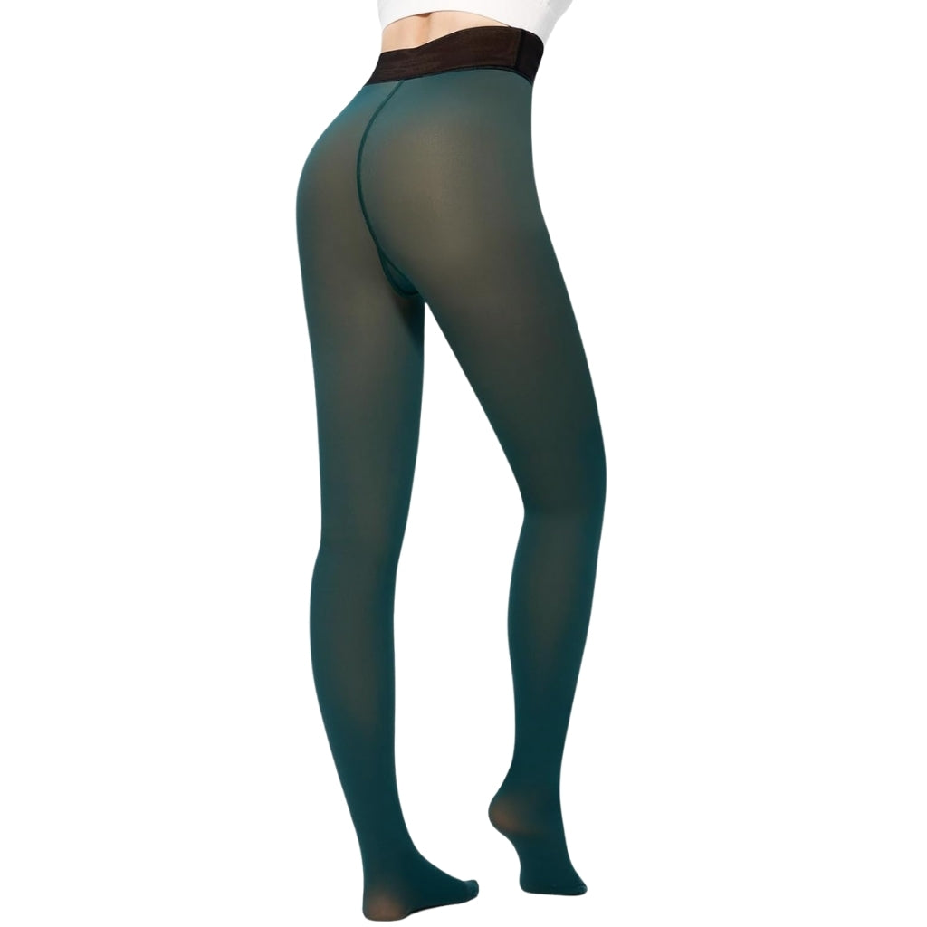 Fleece Lined Thermal Tights For Women With Translucent Look - Stretch Co