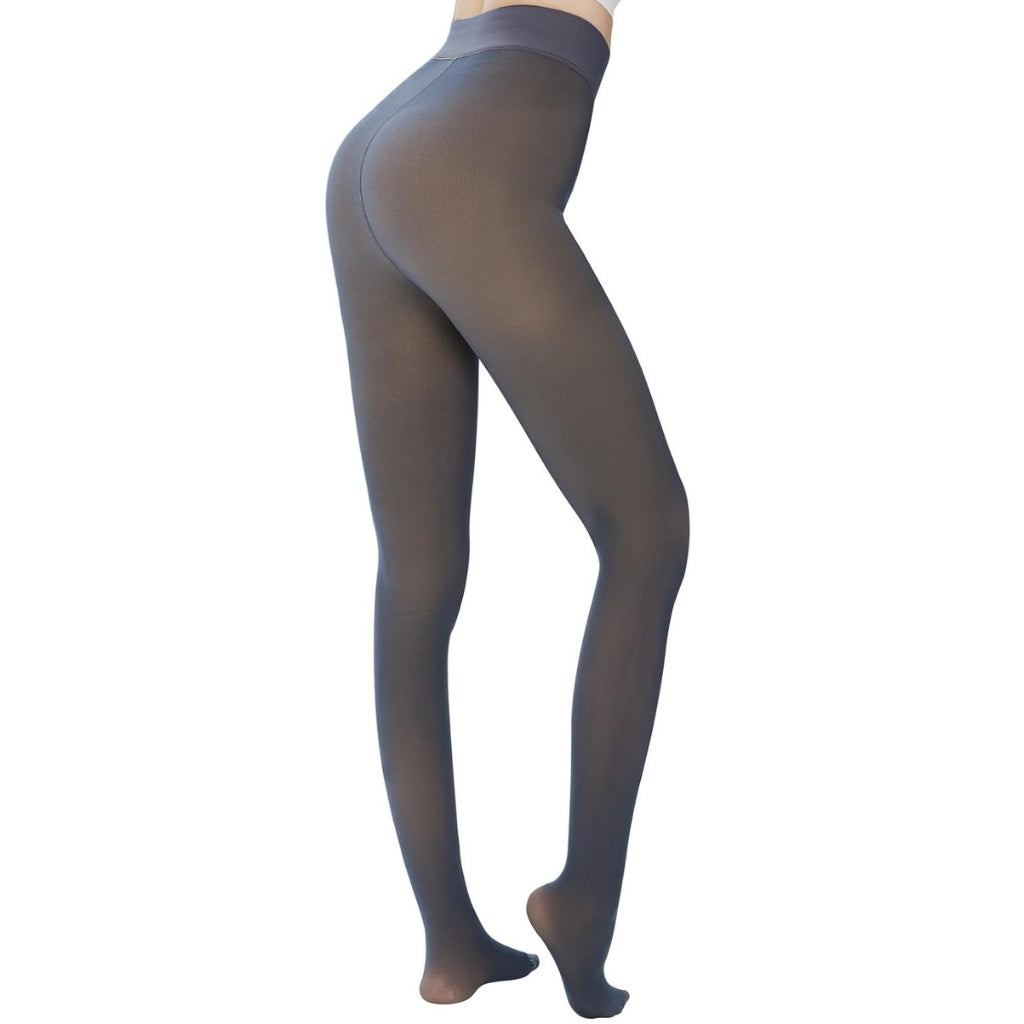 Fleece Lined Thermal Tights For Women With Translucent Look - Stretch Co