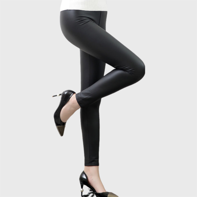 Fleece Lined Faux Leather High Elastic Leggings