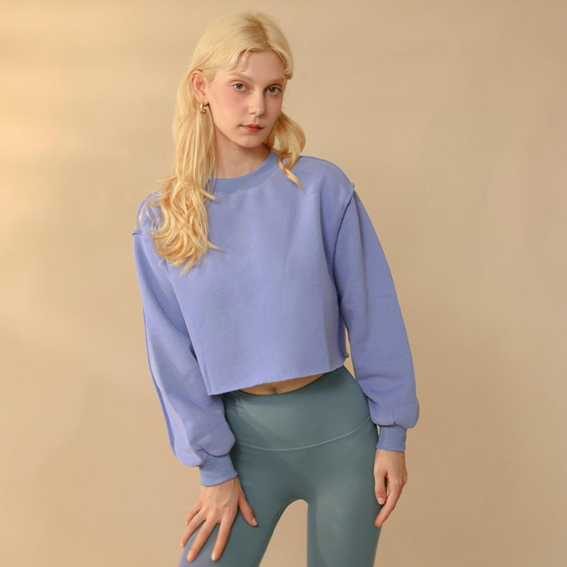 Fleece Lined Long Sleeve Short Cropped Sweatshirt