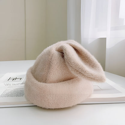 Fleece Lined Rabbit Woolen Cap Knit Beanie Hat