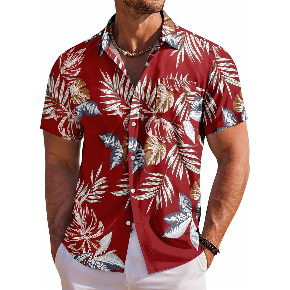 Floral Tropical Beach Short Sleeve Hawaiian Shirt