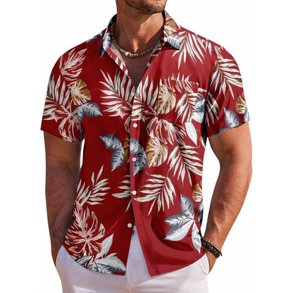 Floral Tropical Beach Short Sleeve Hawaiian Shirt