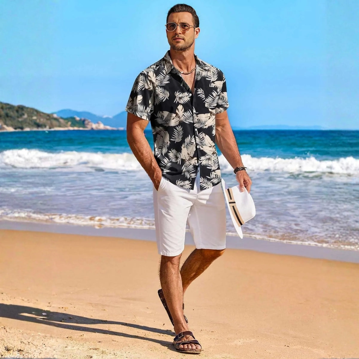 Floral Tropical Beach Short Sleeve Hawaiian Shirt