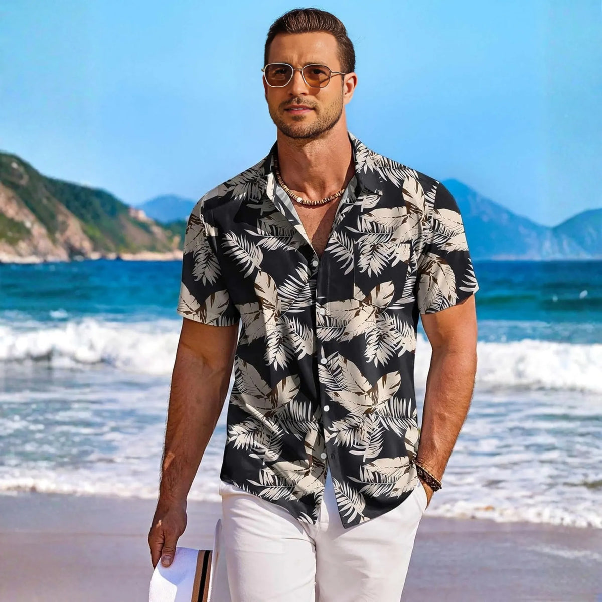 Floral Tropical Beach Short Sleeve Hawaiian Shirt