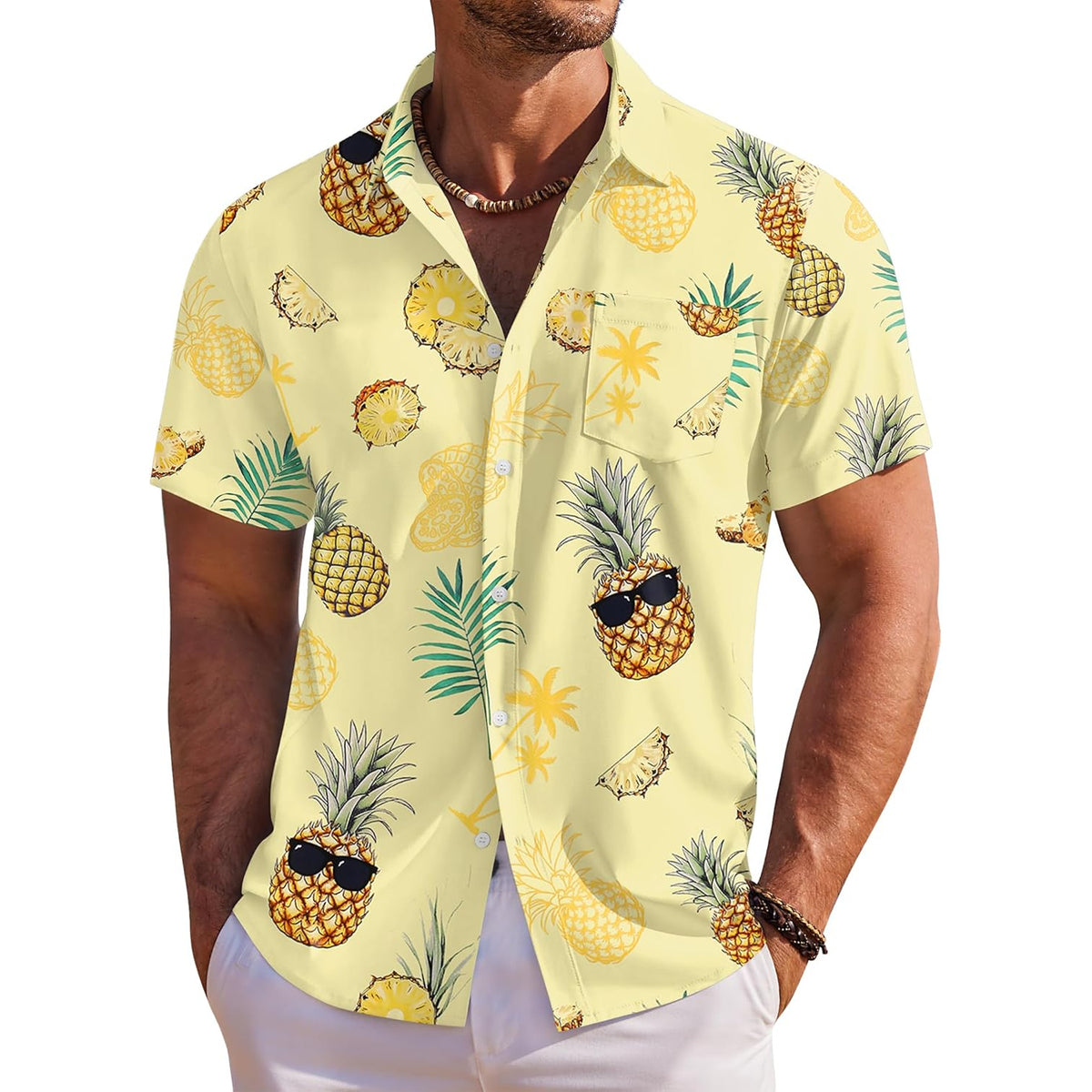 Floral Tropical Beach Short Sleeve Hawaiian Shirt