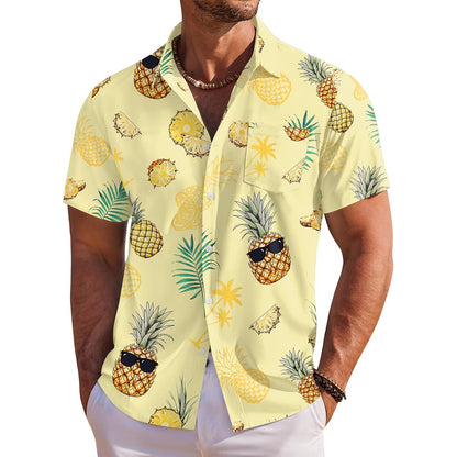 Floral Tropical Beach Short Sleeve Hawaiian Shirt