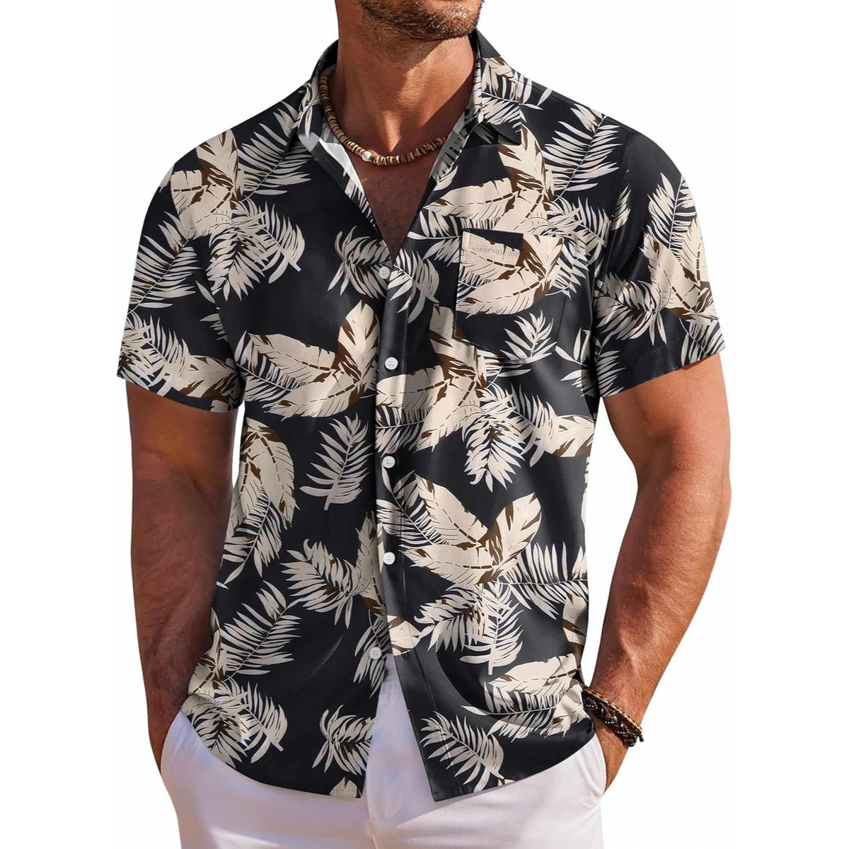 Floral Tropical Beach Short Sleeve Hawaiian Shirt