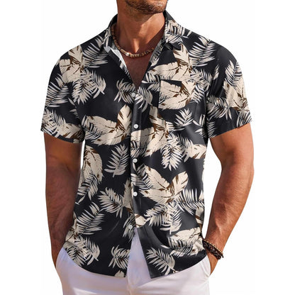Floral Tropical Beach Short Sleeve Hawaiian Shirt