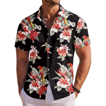 Floral Tropical Beach Short Sleeve Hawaiian Shirt