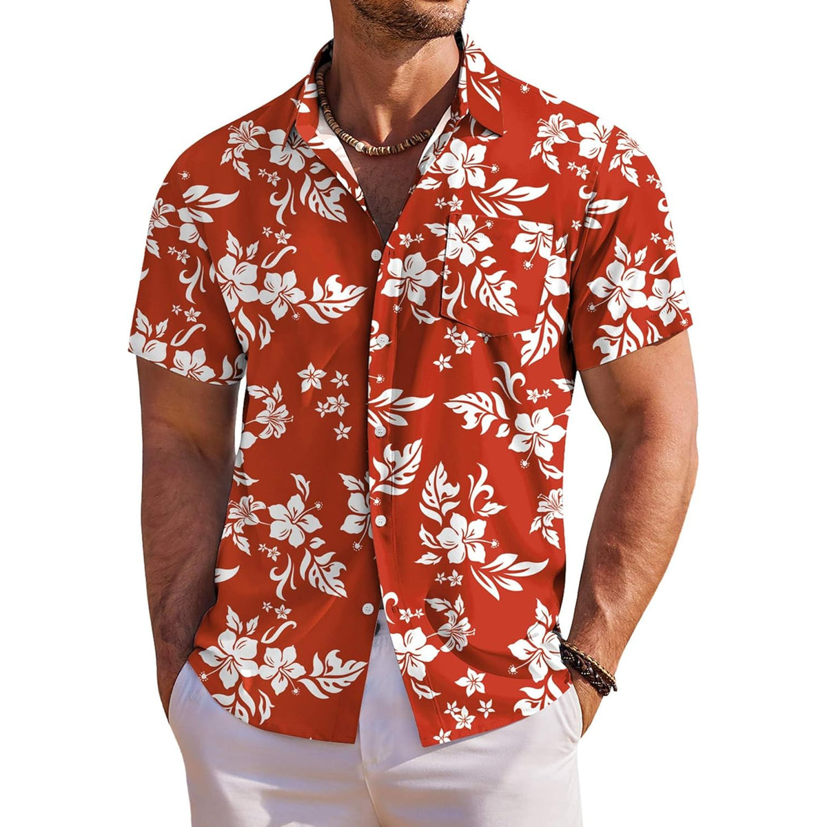 Floral Tropical Beach Short Sleeve Hawaiian Shirt