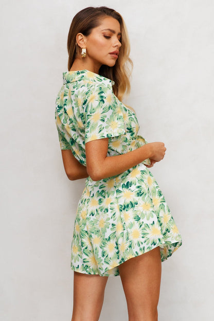 Floral Bliss Short Sleeve Tie Romper