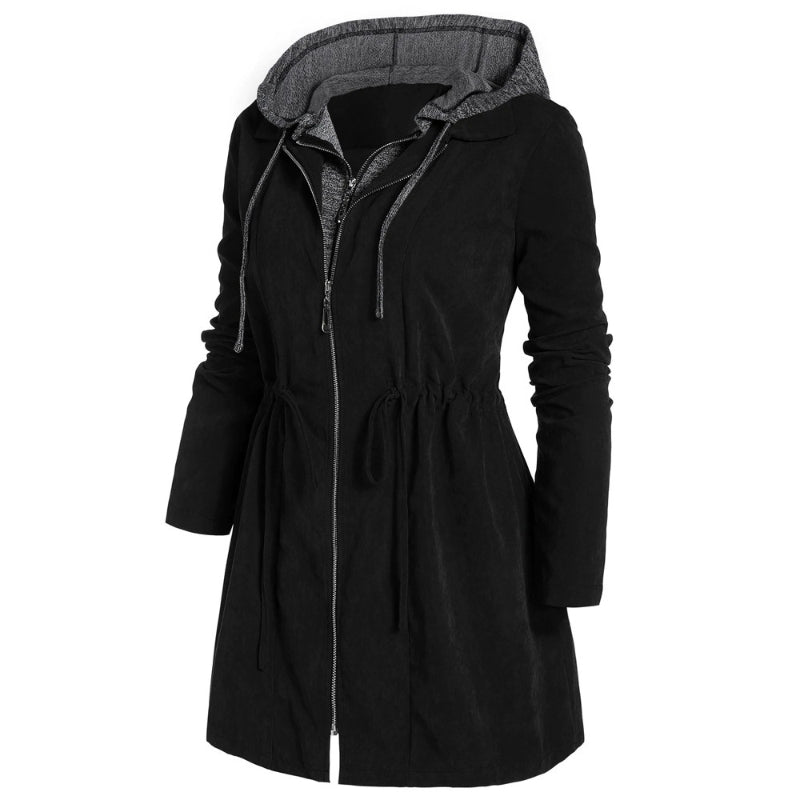 Full Zipper Hooded Coat Parkas