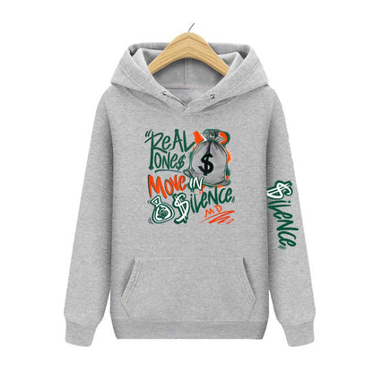 Sweat à capuche ample décontracté imprimé avec phrases amusantes