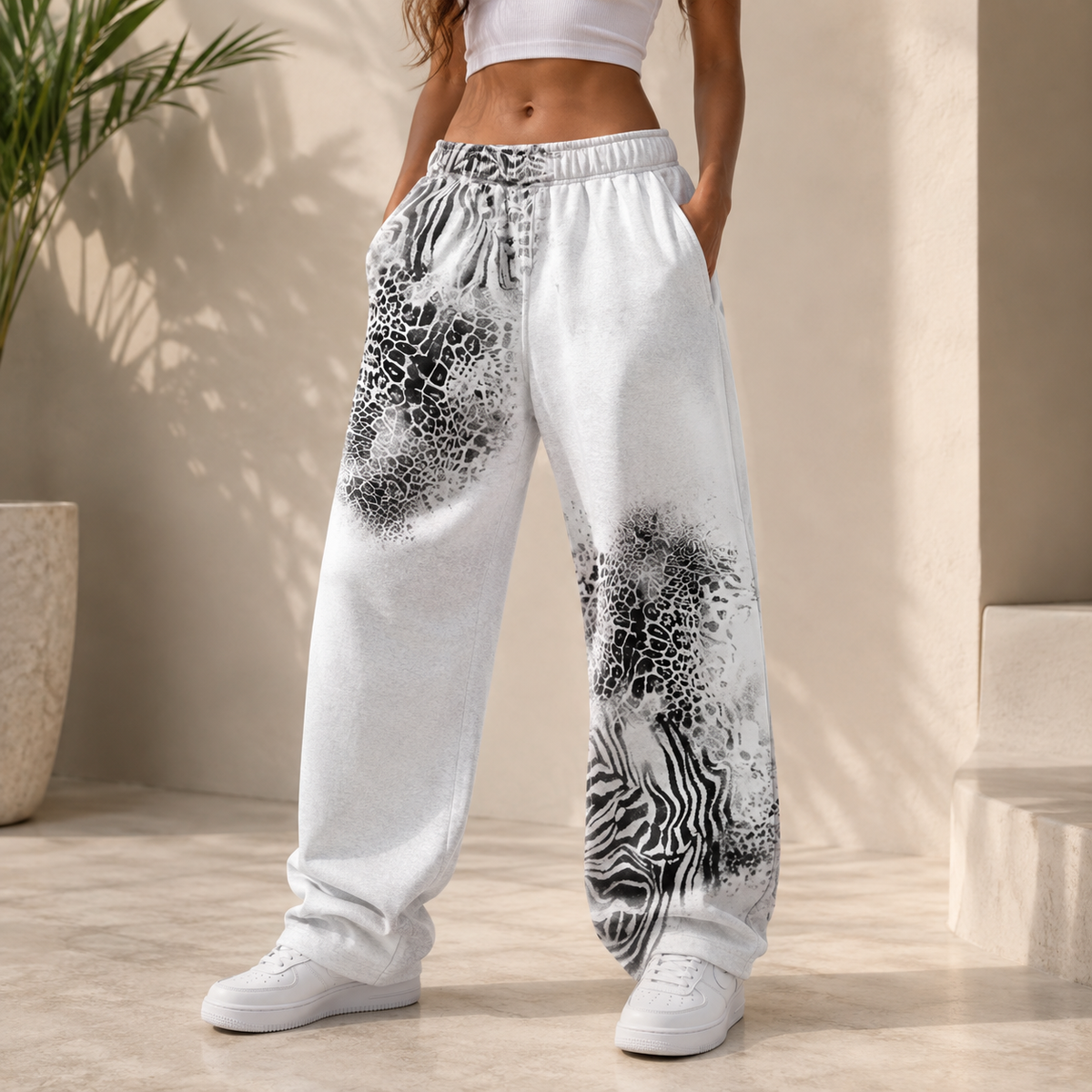 Cheetah Print Heavyweight Loose Fit Sweatpants