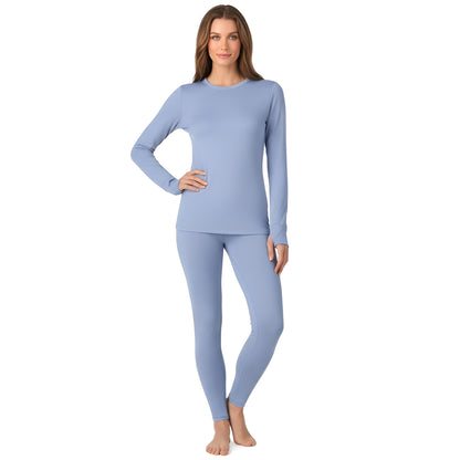 Long Sleeve Fleece Lined Thermal Base Layer Shirt And Leggings Set For Women