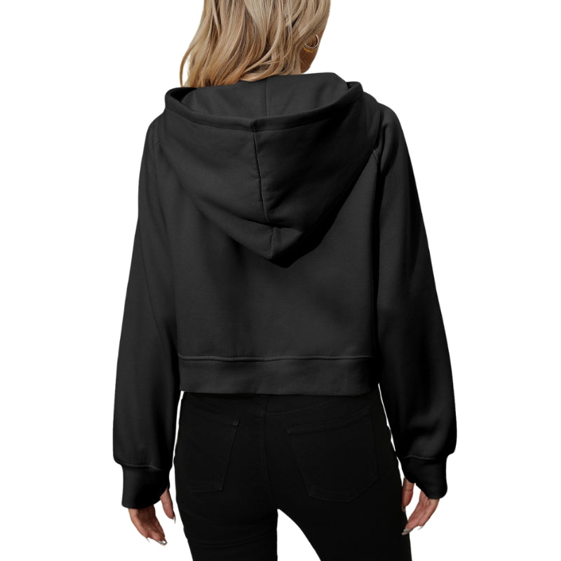 Half Zip Fleece Short Chic Pullover Hoodie