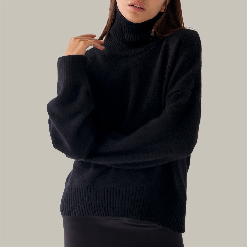 High Collar Knit Loose Pullover Sweater