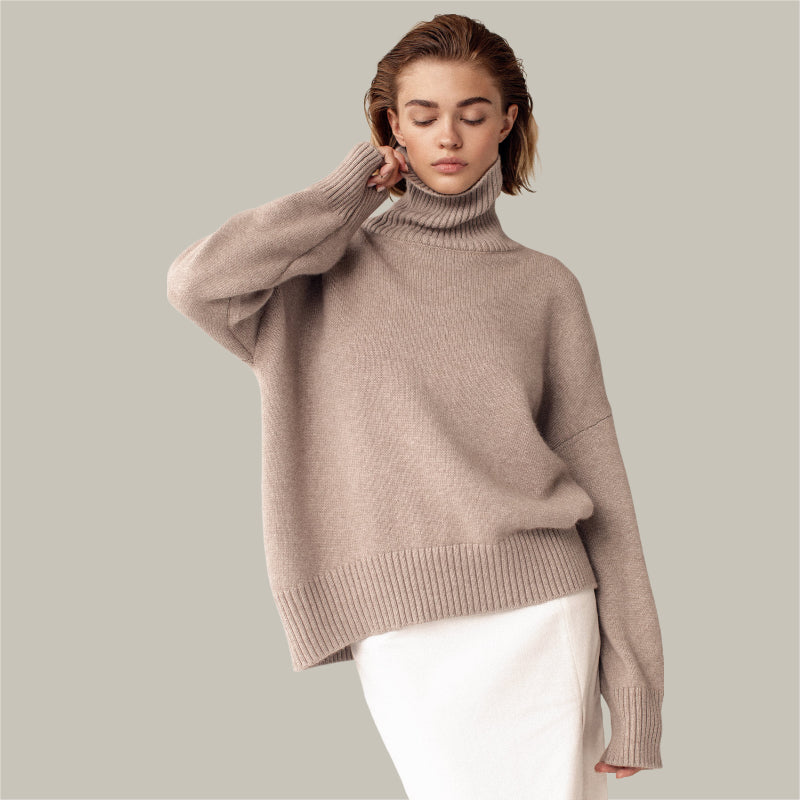 High Collar Knit Loose Pullover Sweater