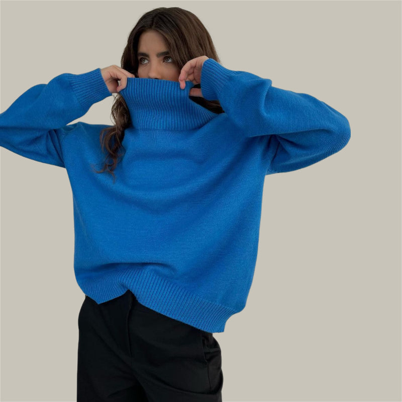 High Collar Knit Loose Pullover Sweater