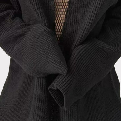 Hollow Out Mesh Knitted Loose Pullover Patchwork Sweater