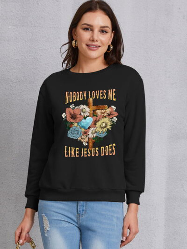 LIKE JESUS DOES Phrase Printed Sweatshirt