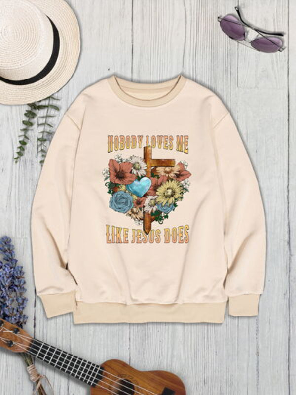 LIKE JESUS DOES Phrase Printed Sweatshirt