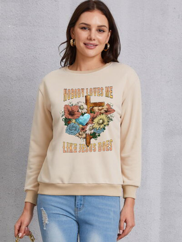 LIKE JESUS DOES Phrase Printed Sweatshirt