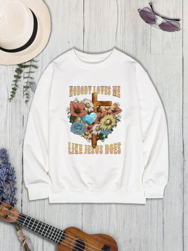 LIKE JESUS DOES Phrase Printed Sweatshirt