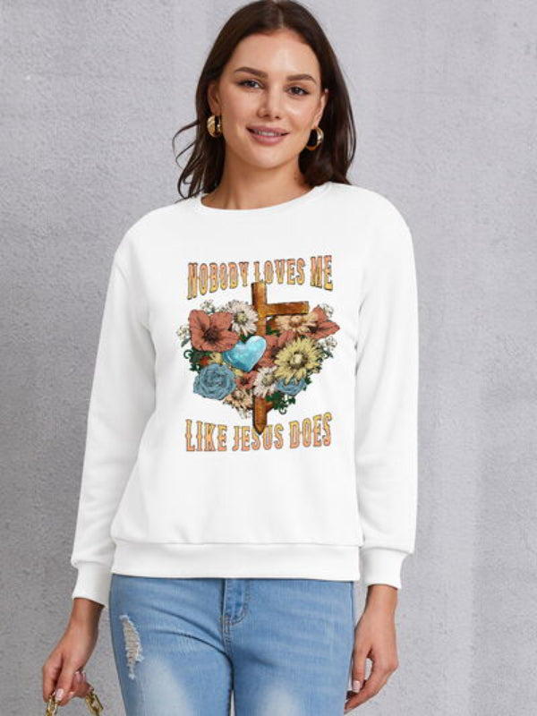 LIKE JESUS DOES Phrase Printed Sweatshirt