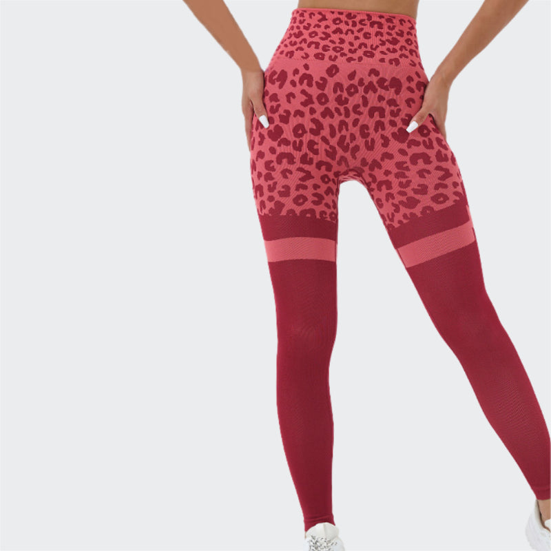 Elastische, nahtlose Leggings mit Leopardenmuster-Print 