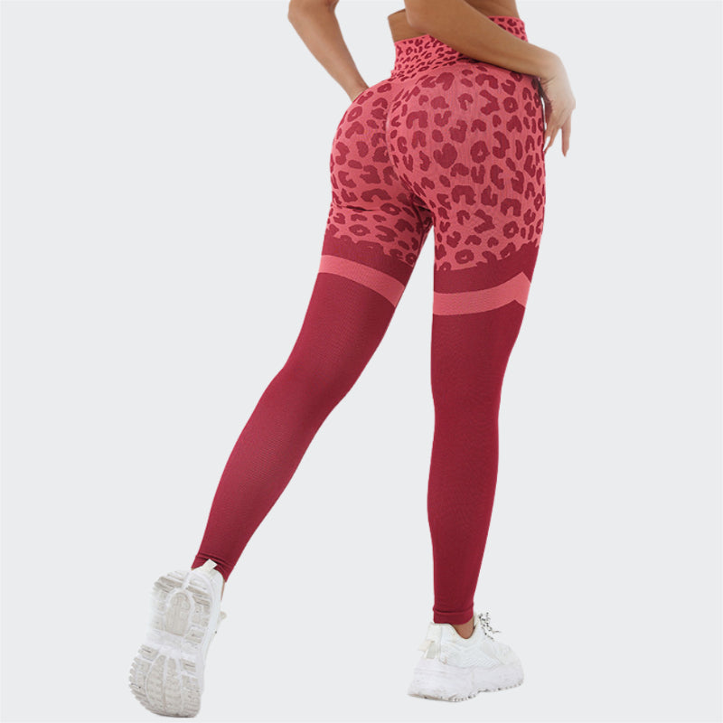 Elastische, nahtlose Leggings mit Leopardenmuster-Print 