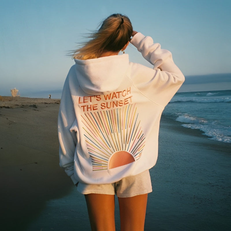 Regardons le sweat à capuche thermique imprimé Sunset