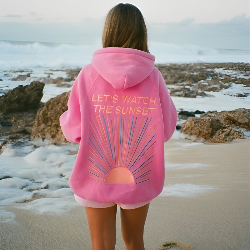 Lets Watch The Sunset Printed Thermal Hoodie