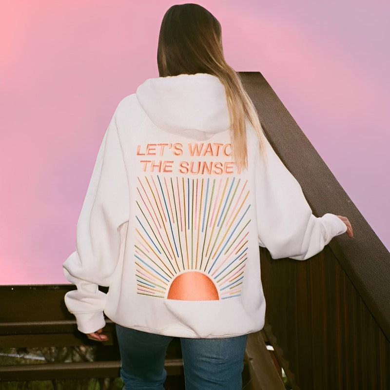 Lets Watch The Sunset Printed Thermal Hoodie