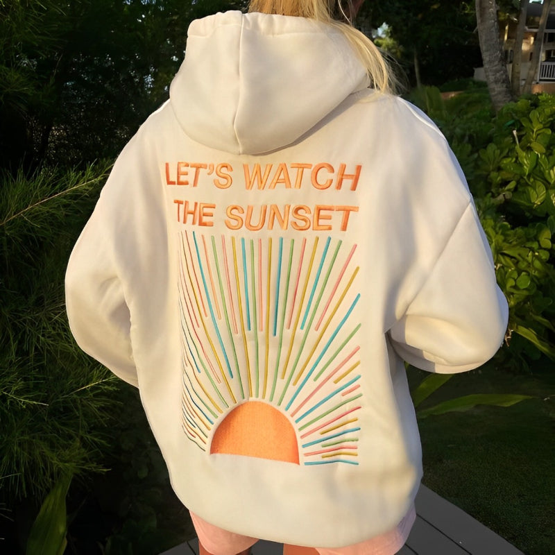 Lets Watch The Sunset Printed Thermal Hoodie