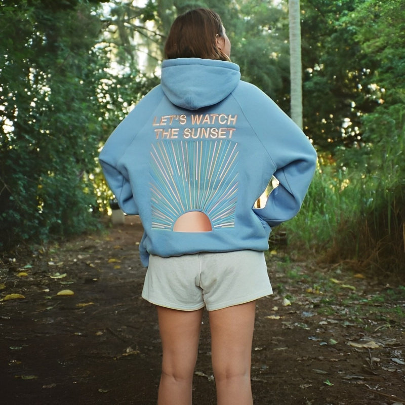 Lets Watch The Sunset Printed Thermal Hoodie