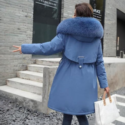 Long Sleeve Big Fur Collar Jacket Parkas