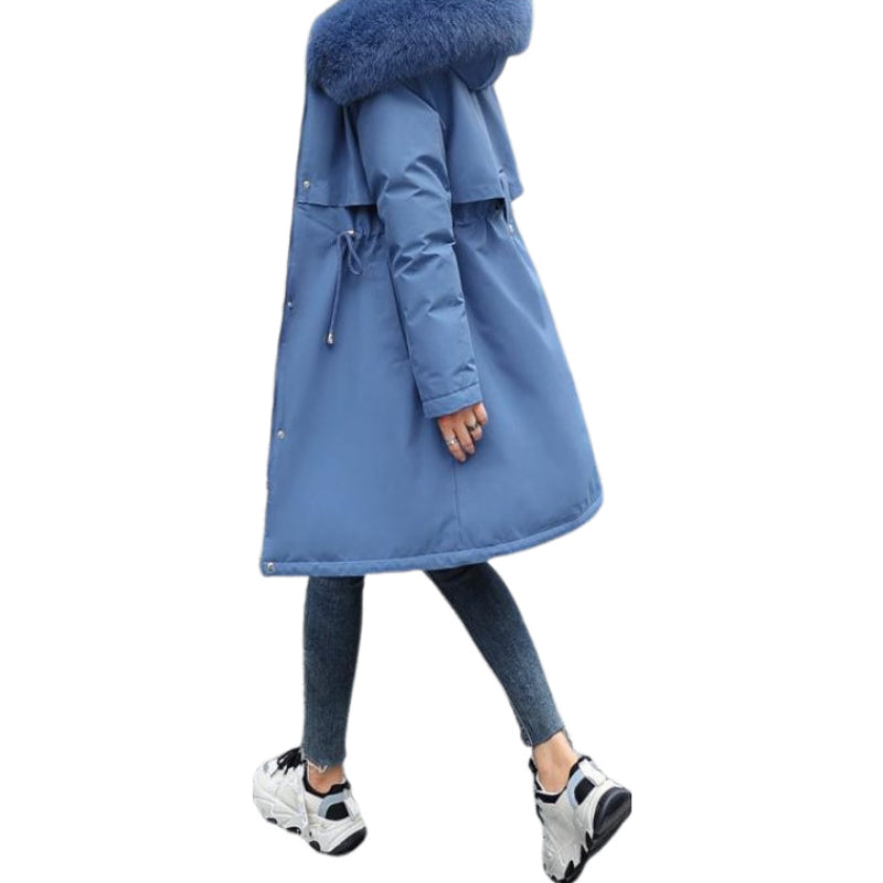 Long Sleeve Big Fur Collar Jacket Parkas