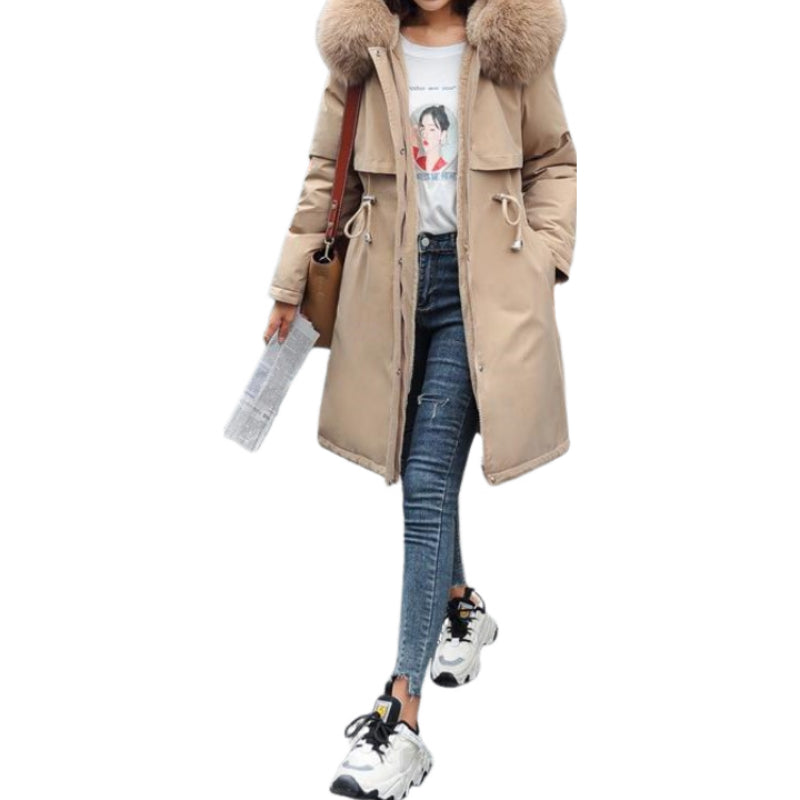 Long Sleeve Big Fur Collar Jacket Parkas