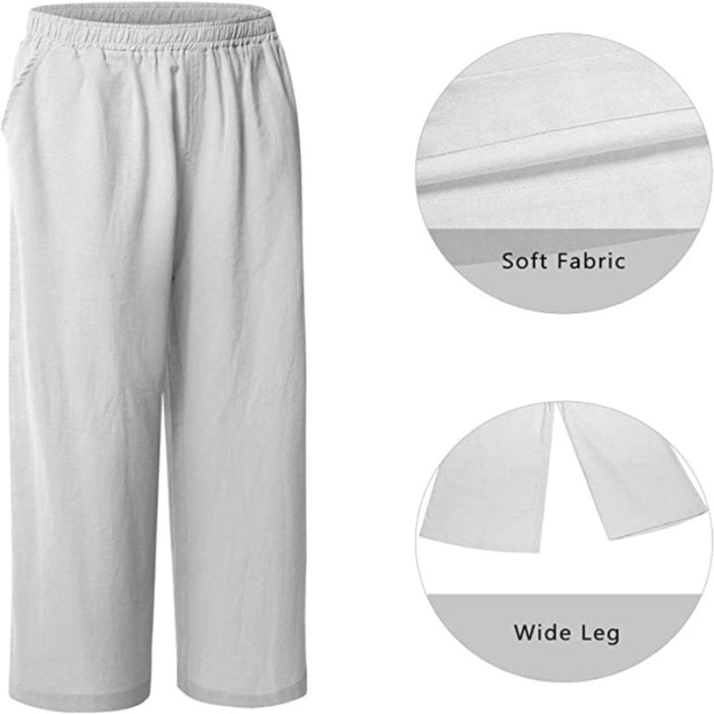 Loose Cotton Capris Cropped Pants