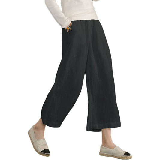 Loose Cotton Capris Cropped Pants