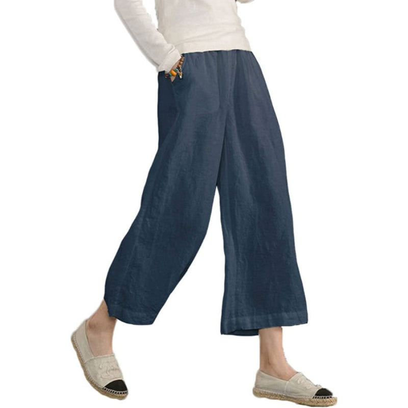 Loose Cotton Capris Cropped Pants