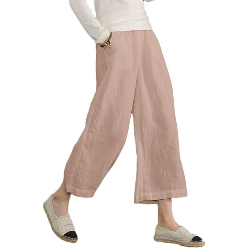 Loose Cotton Capris Cropped Pants