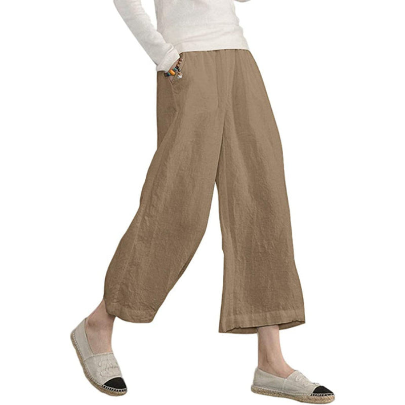 Loose Cotton Capris Cropped Pants